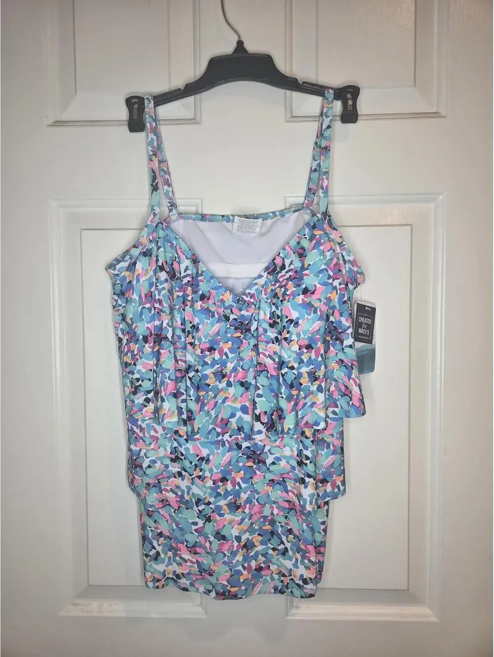 Size 16 - Swim Solutions Floral Print Tankini Swim Top - Picture 2 of 5